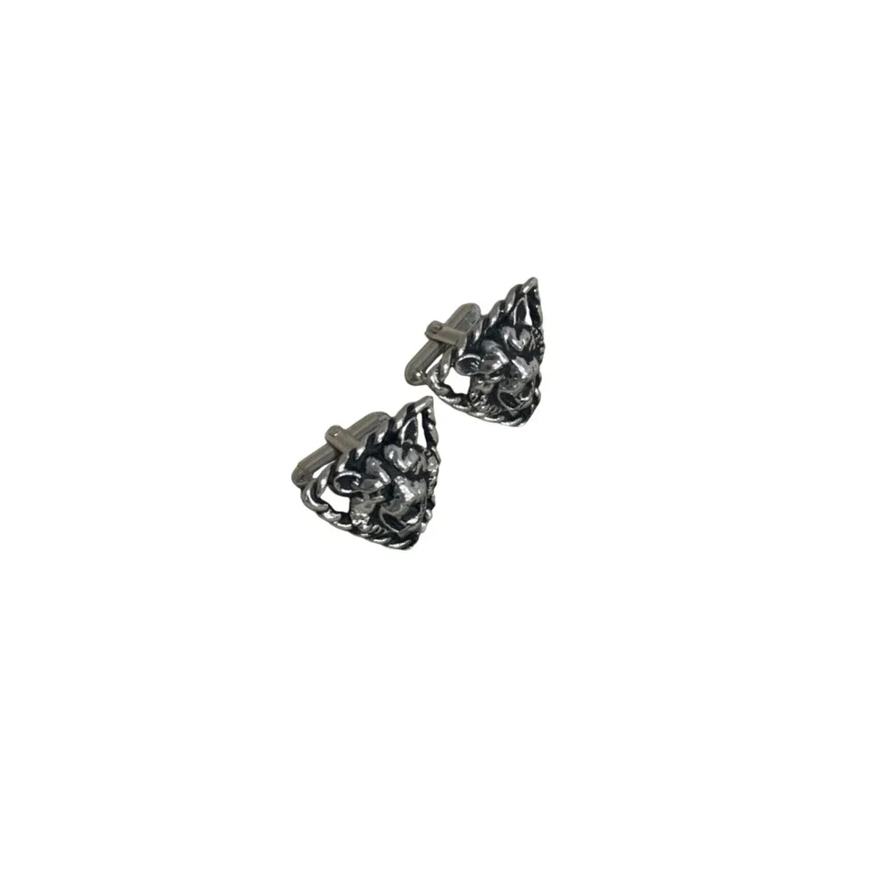 Lion Head Cufflinks Silver‎ Tone Animal Jewelry Mens Accessories